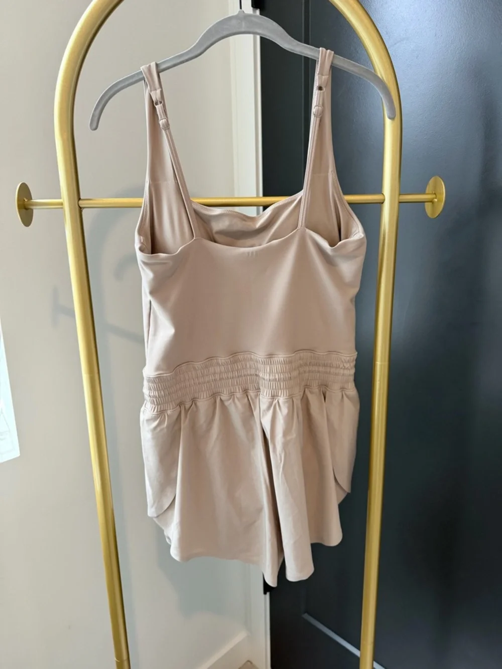 Soft Grey Romper Athleisure with shorts - Picture 2 of 4